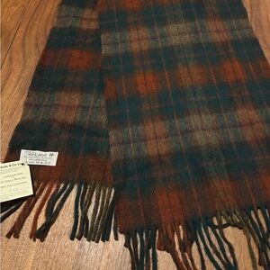 James Hanly 100% Lambswool Plaid Scarf from Ireland, New With Tags Autumn Cosy